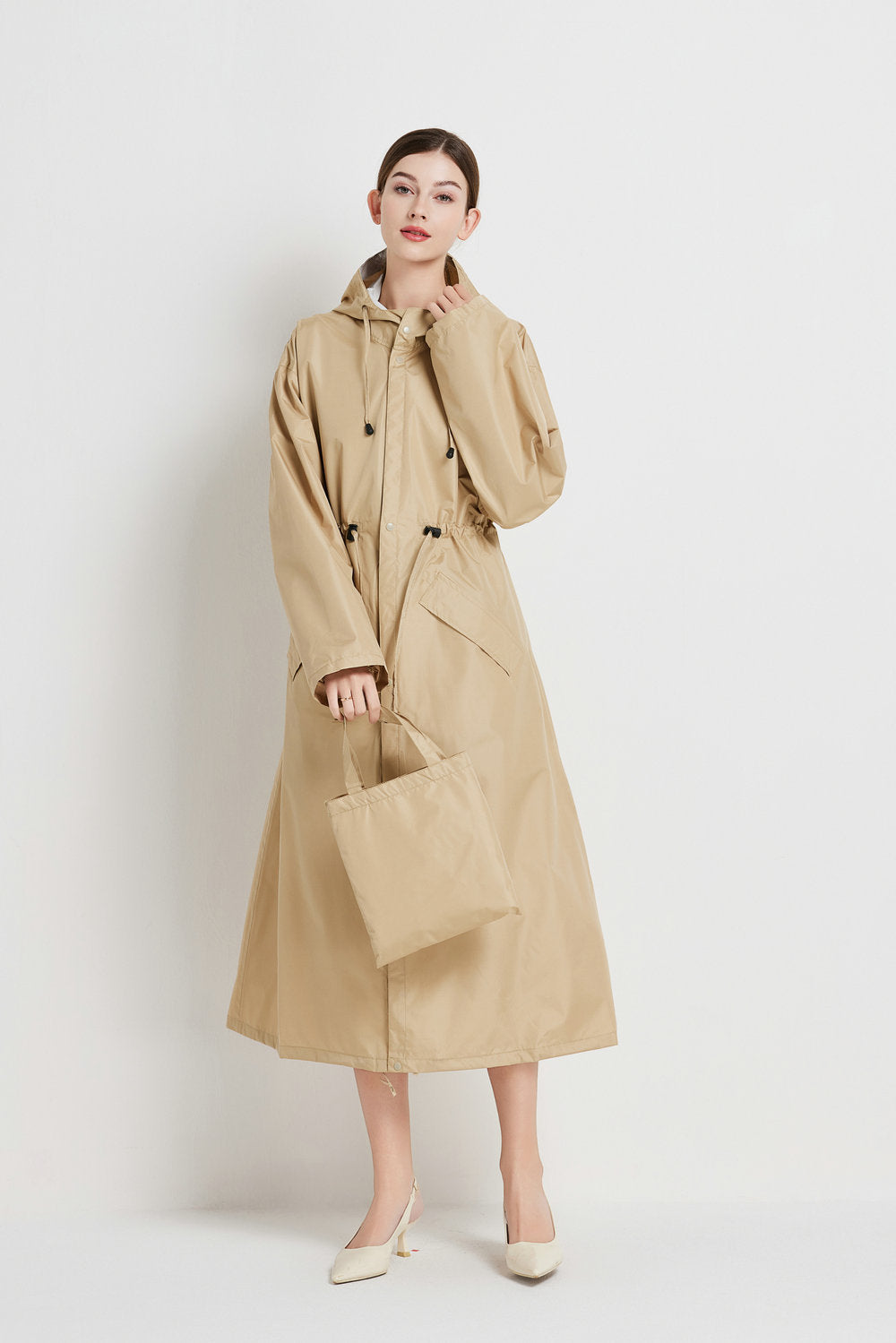 Poppy Evans | Womens Mid-Length Hooded Raincoat in Sunshine Yellow