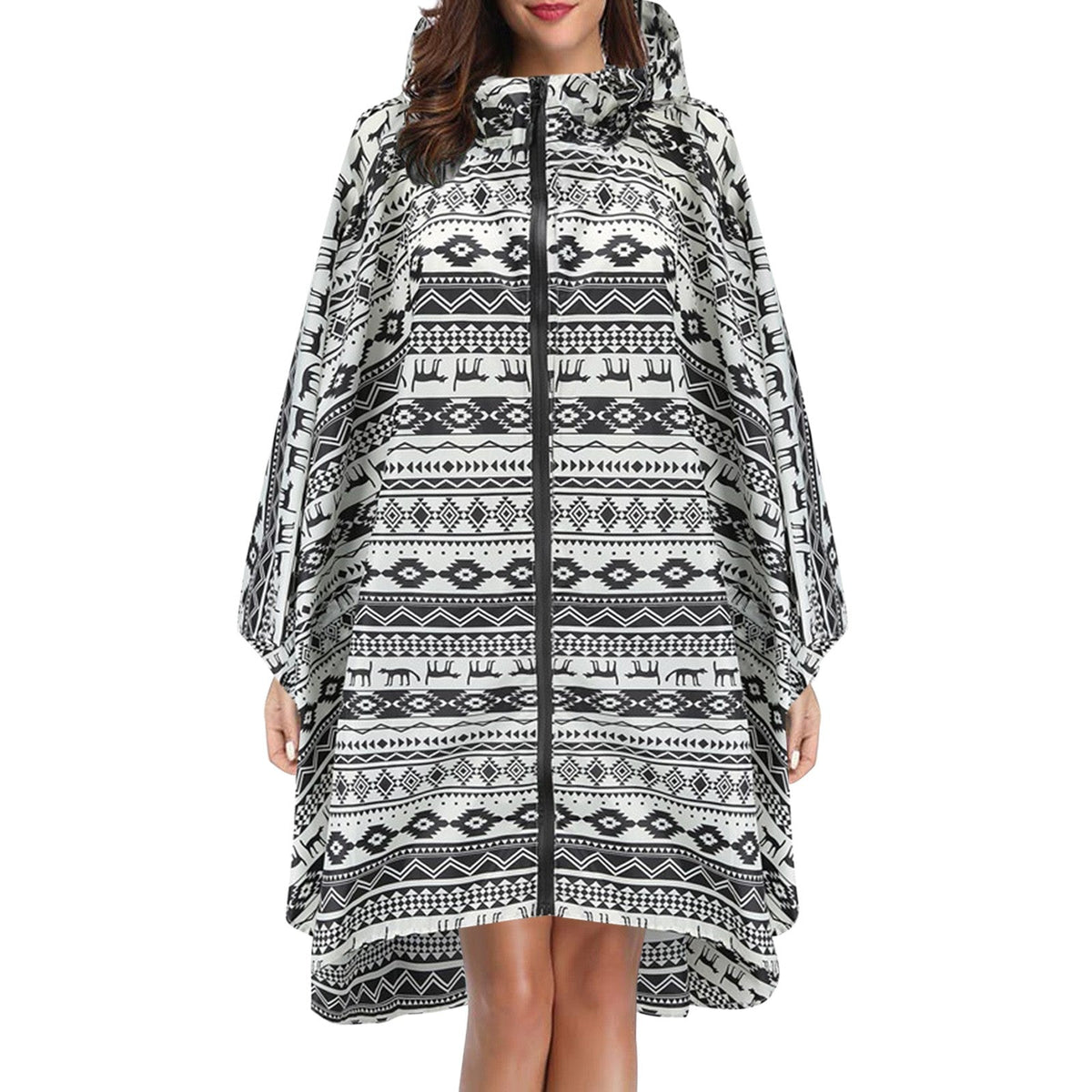 Cecily Turner | Printed Hooded Rain Poncho | Waterproof Statement Coat