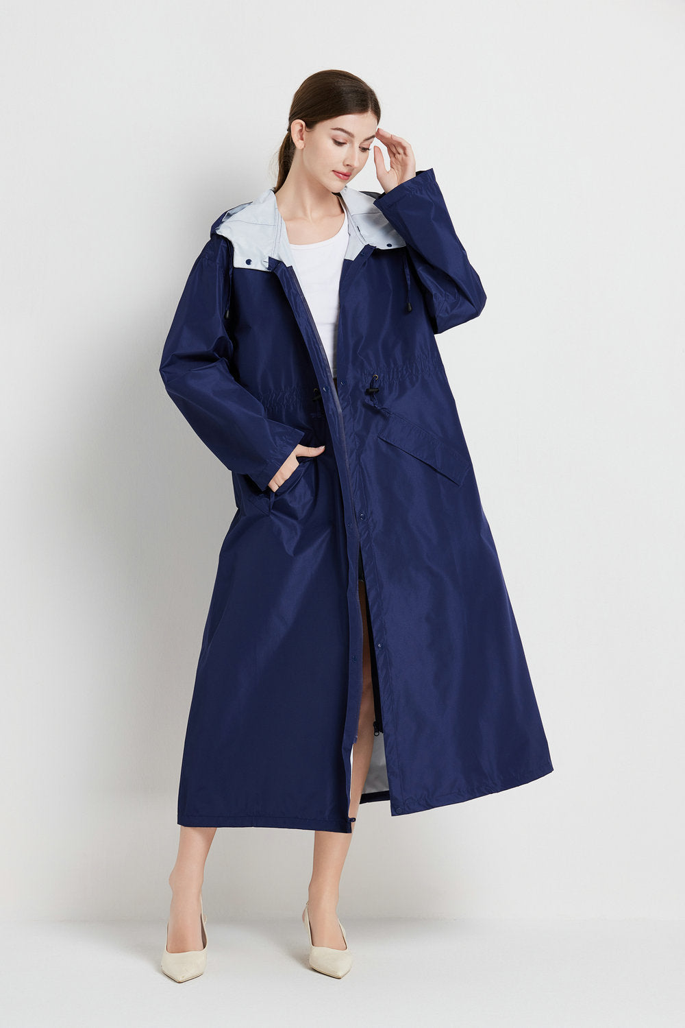 Poppy Evans | Womens Mid-Length Hooded Raincoat in Sunshine Yellow