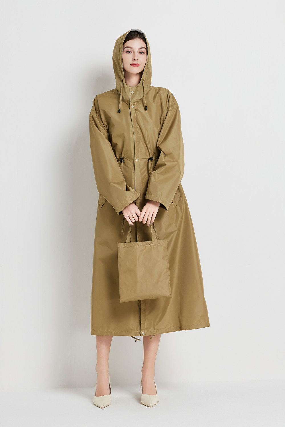 Poppy Evans | Womens Mid-Length Hooded Raincoat in Sunshine Yellow