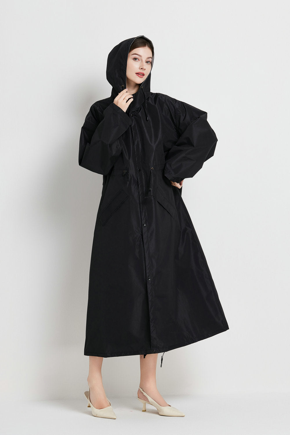 Poppy Evans | Womens Mid-Length Hooded Raincoat in Sunshine Yellow