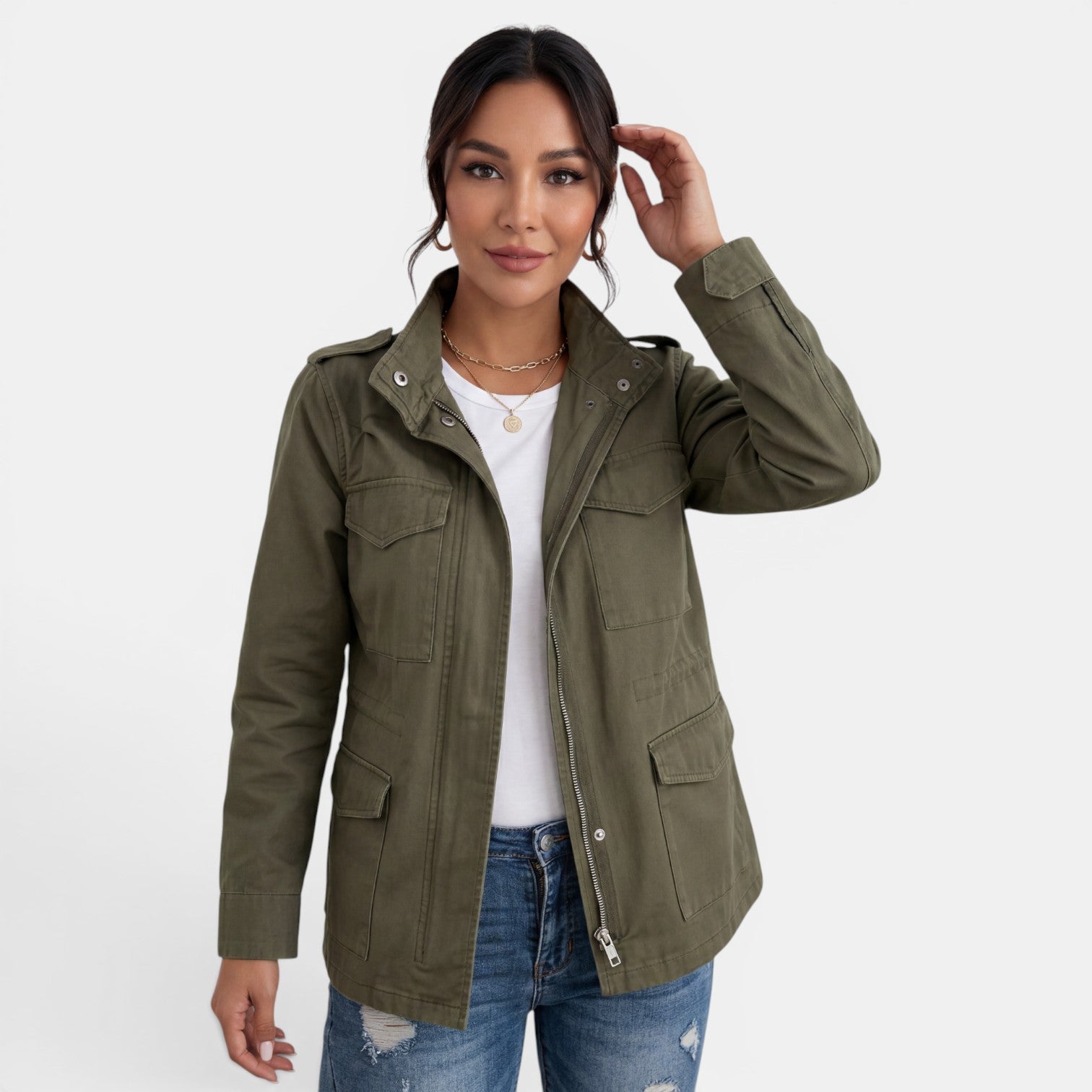 Chaqueta Mujer Entretiempo Casual con Cremallera
