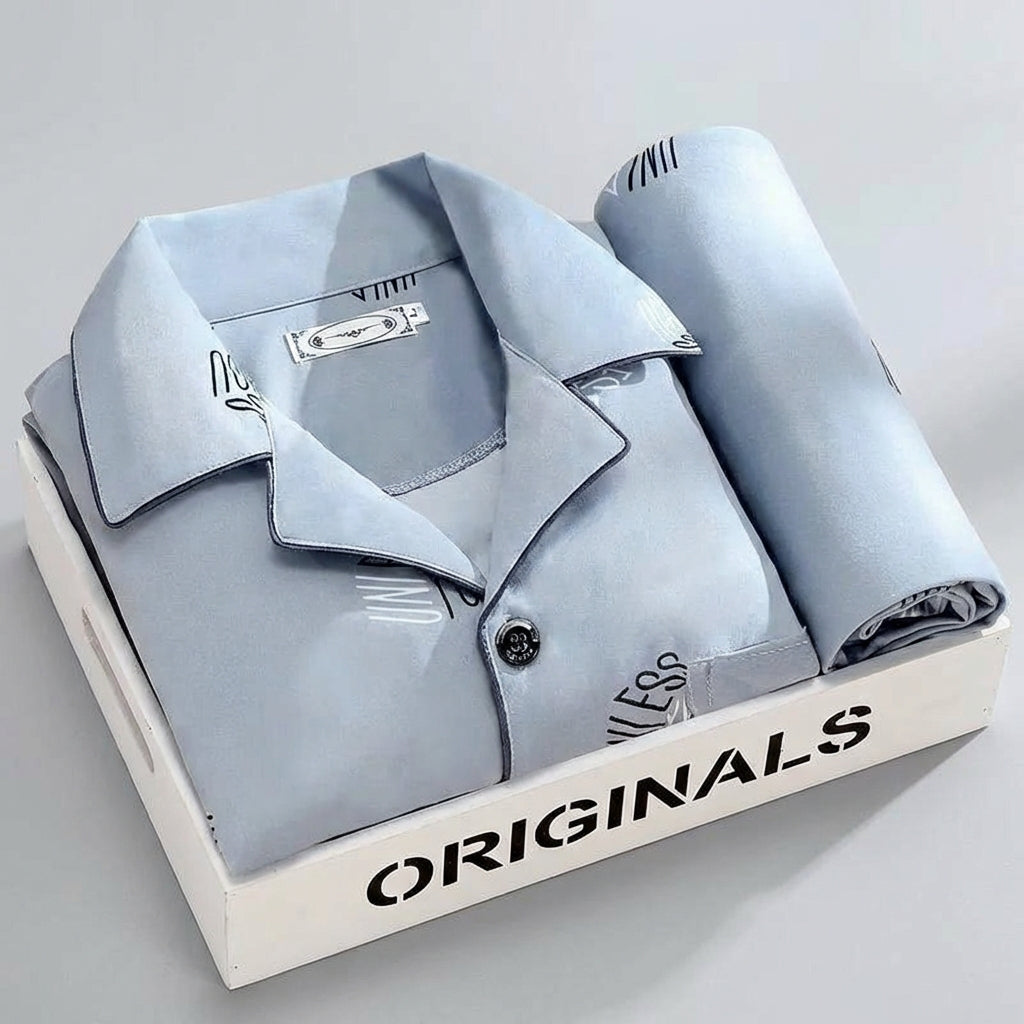Pyjama set met overhemd en knoopsluiting