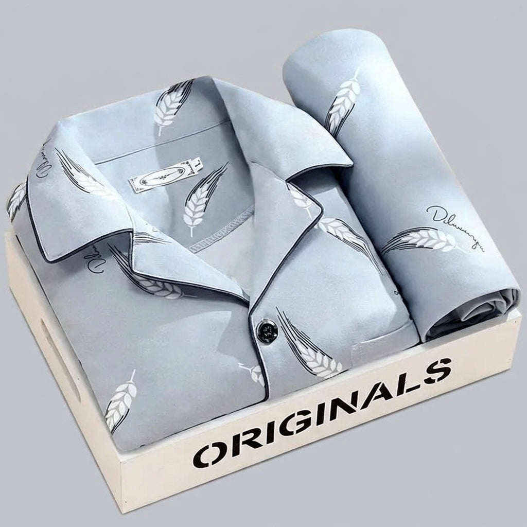 Pyjama set met overhemd en knoopsluiting