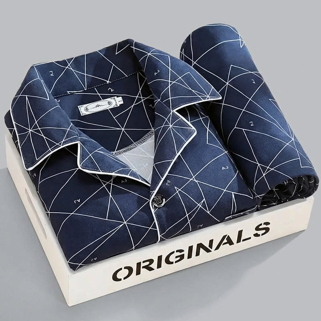 Pyjama set met overhemd en knoopsluiting
