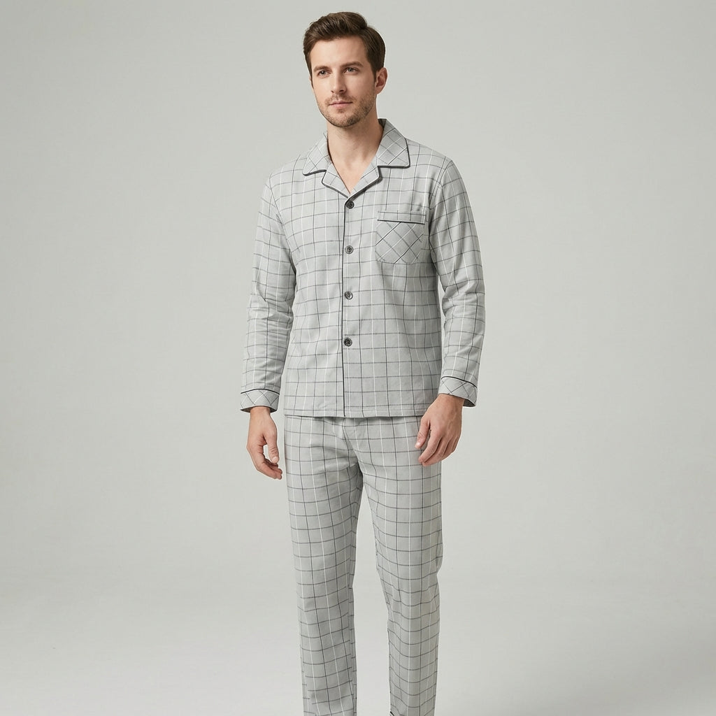 Pyjama set met overhemd en knoopsluiting