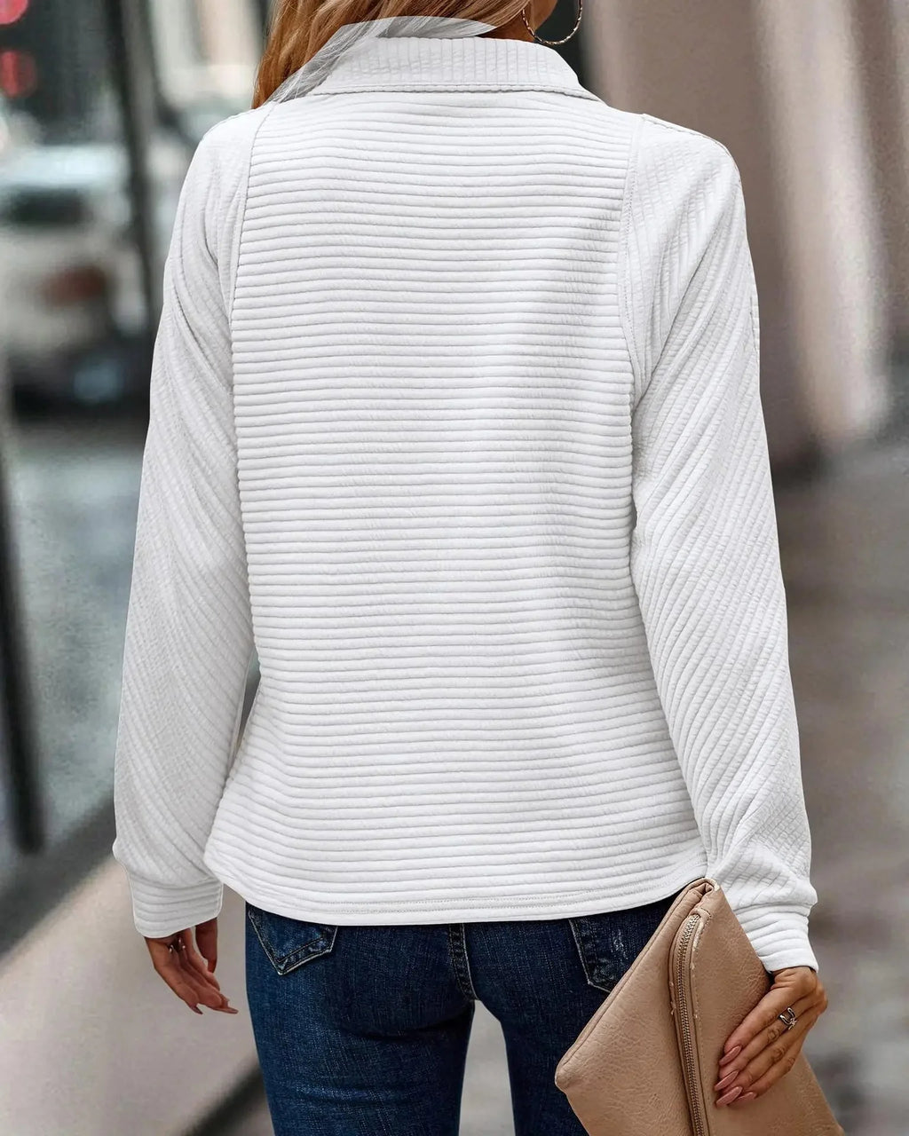Vilja Strukturiertes Sweatshirt mit Halbem Reißverschluss