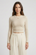 women’s Long Sleeve Crop Top in Textured Jersey by Heidi-Mode