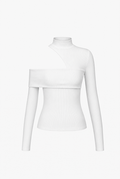 Women's Fitted Long Sleeve Top with Cut Out Detail | Turtleneck